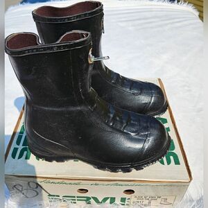 Vintage Servus Black Kwik Zip Over Shoe 10" Rubber Boot NIB Sz 8